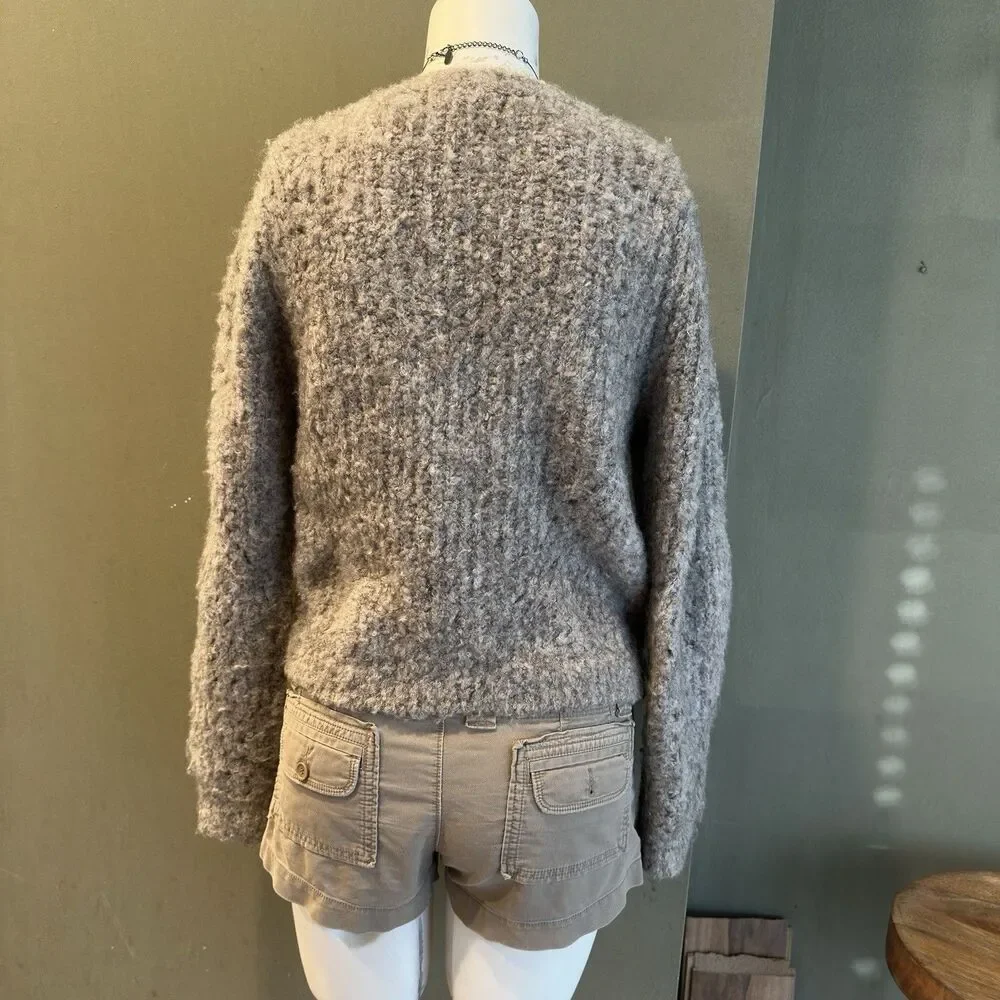 Dear John Long Sleeve gray cardigan‎ supper fluffy  Women's Size S. cable knit